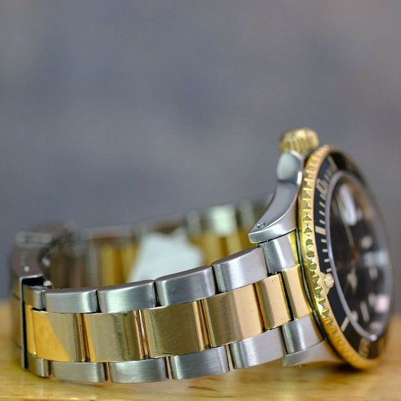 MEN'S ROLEX SUBMARINER 2TONE BLACK DIAL 40MM WATCH ORIGINAL BOX & PAPERS 16803 - Picture 10 of 15